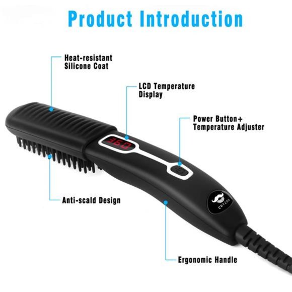 Beard Straightener Comb for Men - Electric Heated Brush Portable - Picture 5 of 7